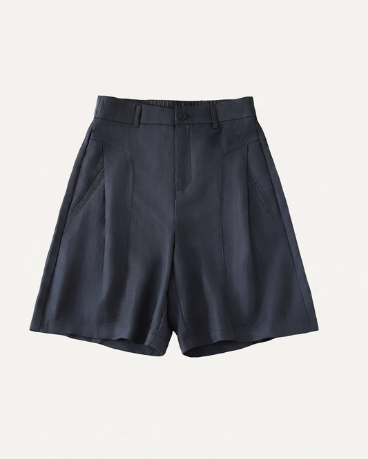 Milano Mid Rise Tailored Cotton and Linen Shorts