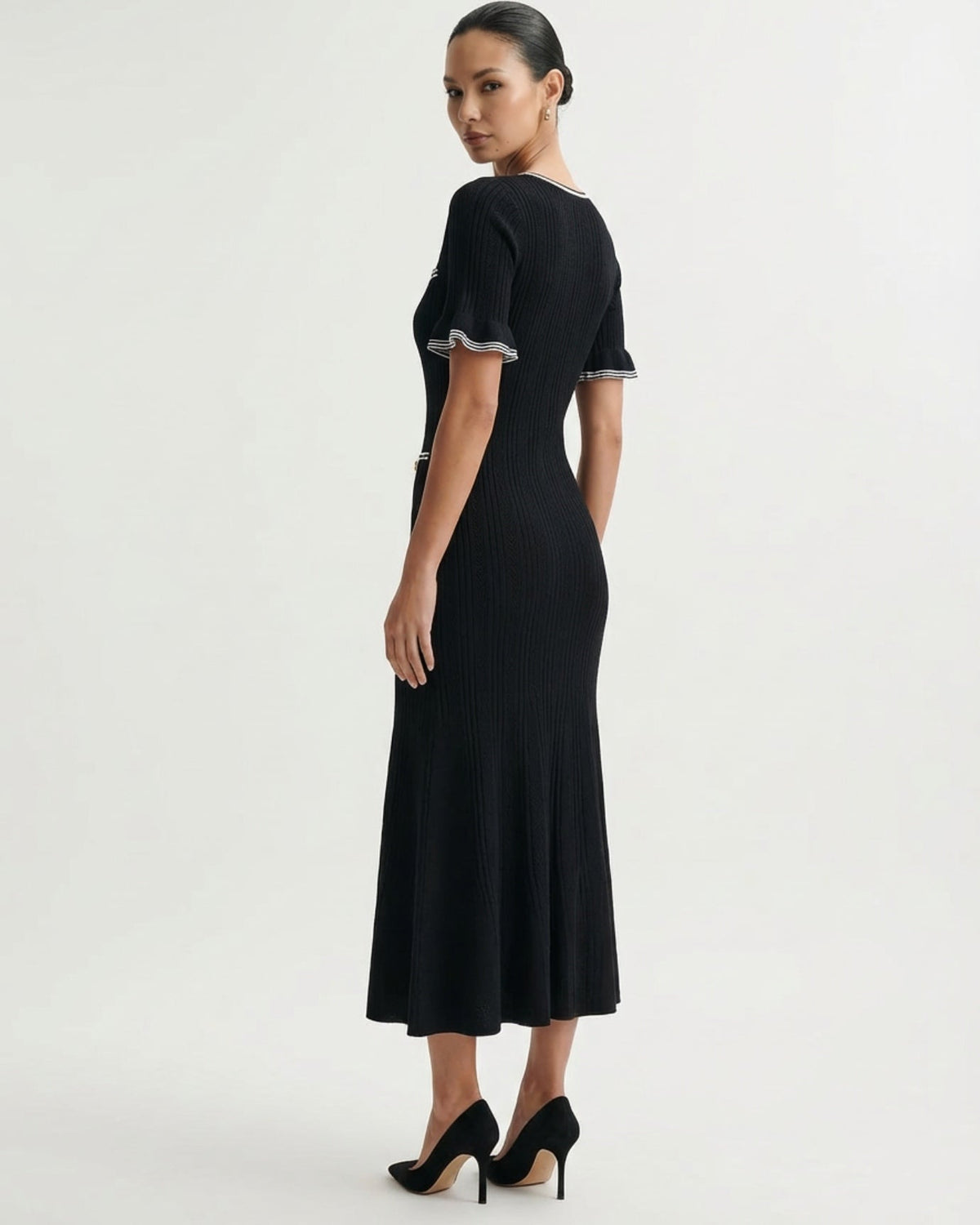 Mile Viscose Blend Knit Dress with Statement Collar