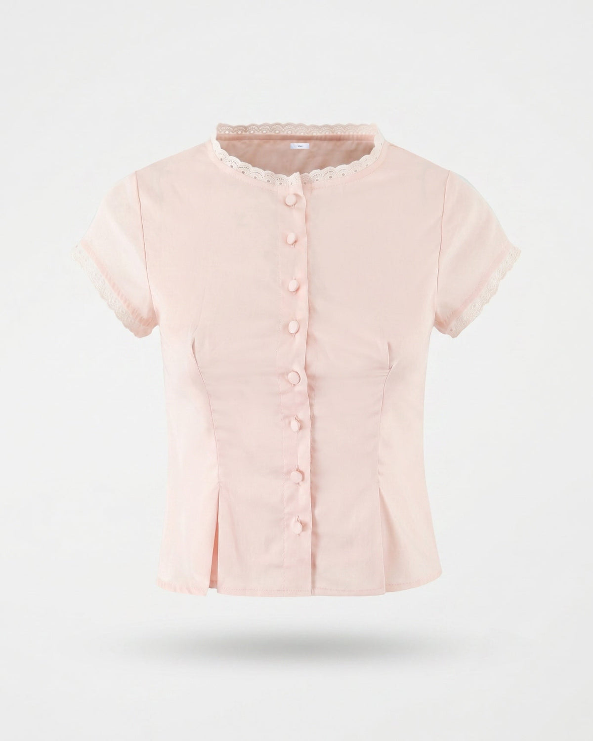 Round Neck Lace Shirt with Tailored Silhouette – Pink – view 1