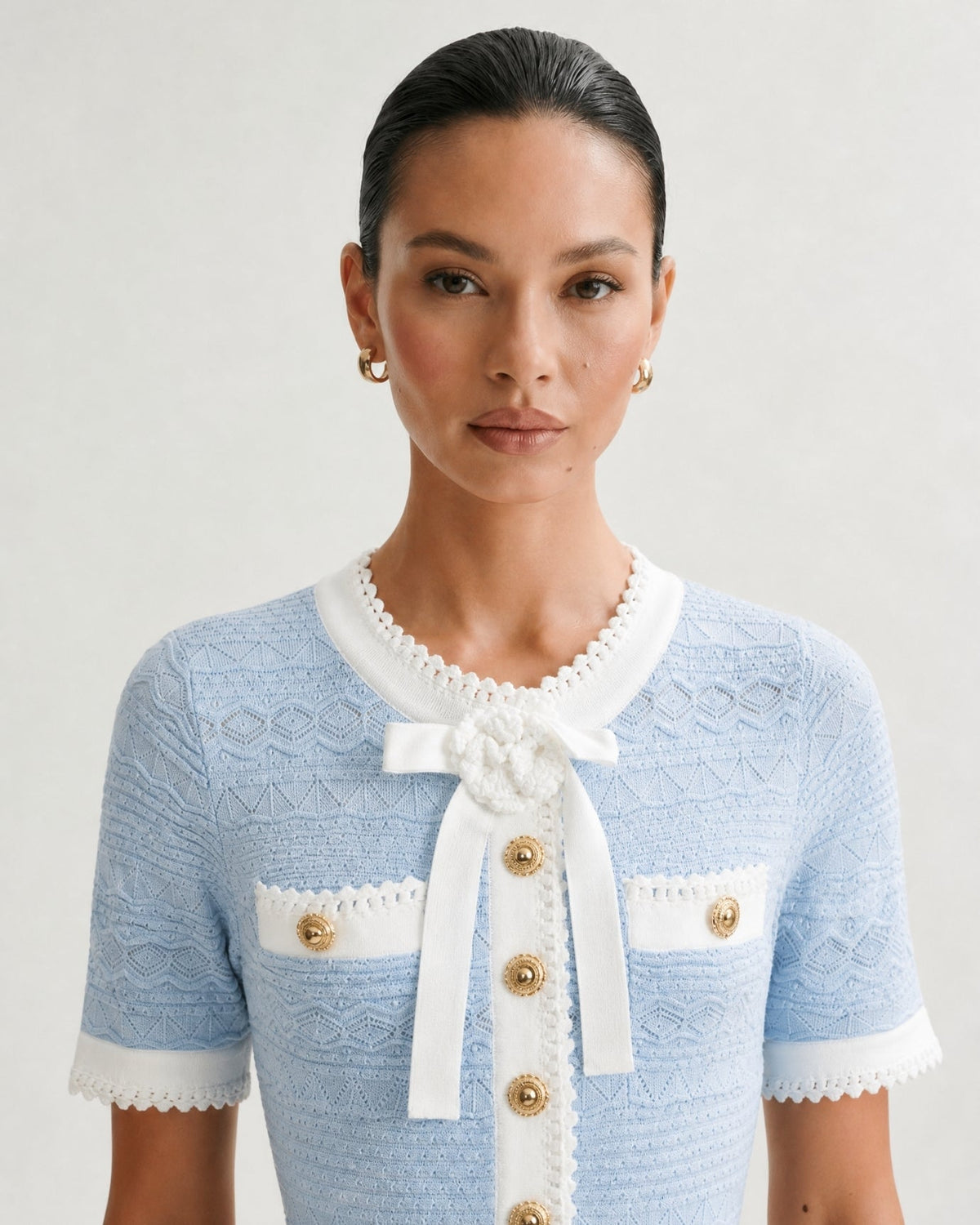 Zira Classic Pearl Fitted Jersey Short Dress with Belt – view 4