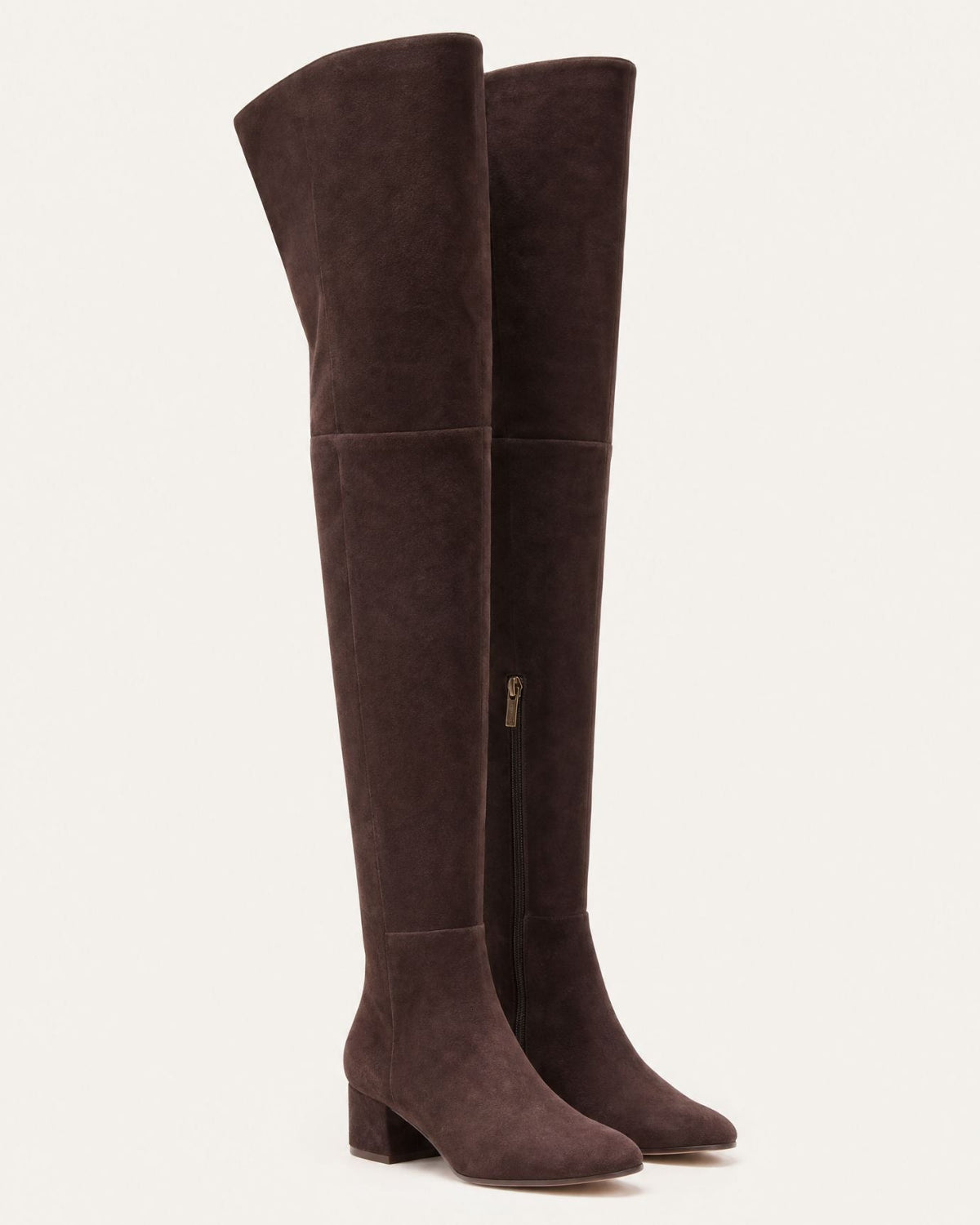 Round Toe 4cm Low Heel Over-the-Knee Suede Boots – view 15