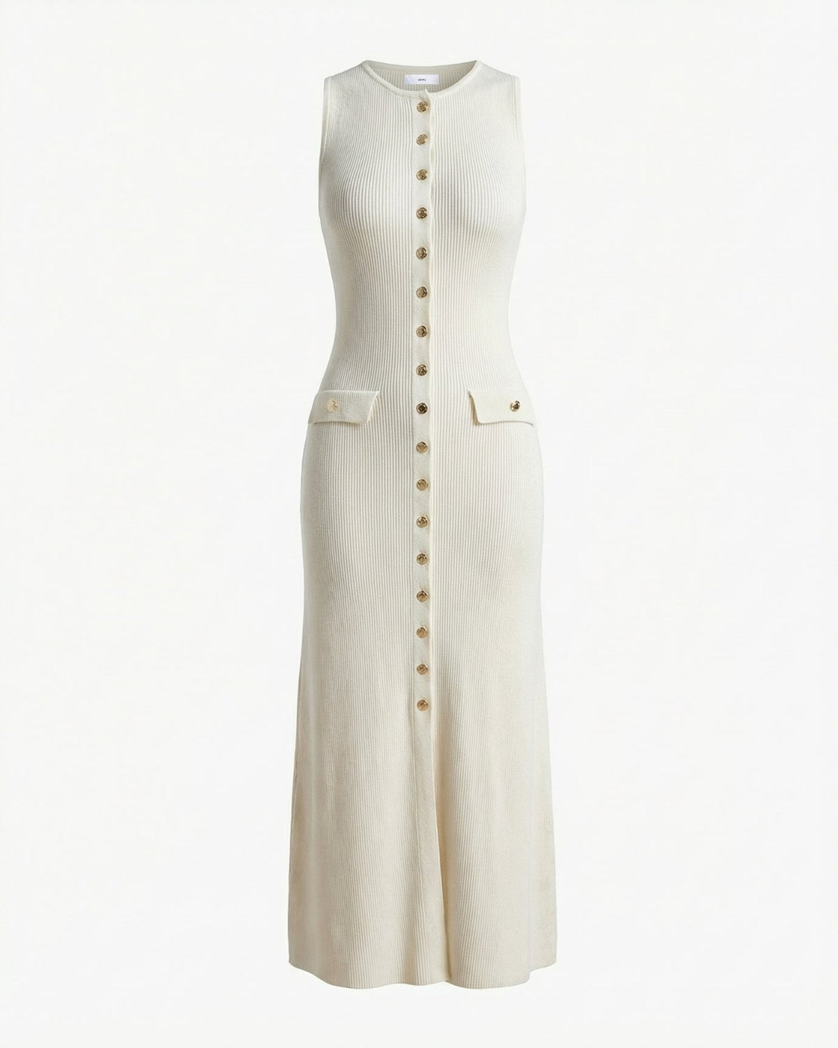Old Money Form-Skimming Knitted Wool Blend Dress – Apricot – view 1