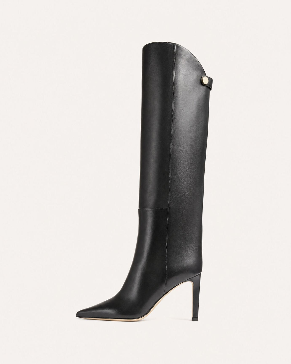 Pointed Toe Straight Shaft High Heel Boots with Leather Lining