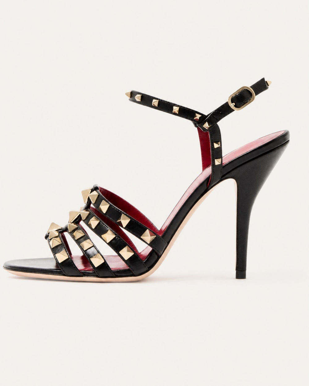 Rinna Roman-Inspired Studded Open Toe Ankle Strap Heels