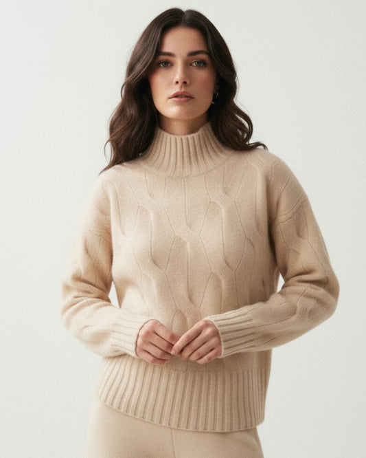 Trenz Braided Pattern 100% Cashmere Knit Jumper