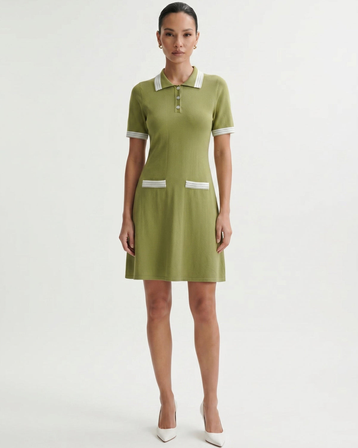 Resort Soft Knitted Tailored Dress – Light Green