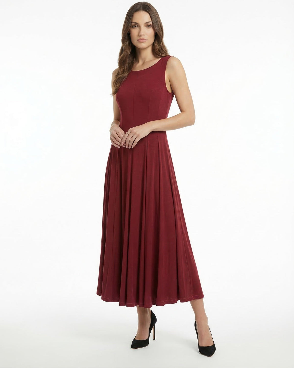 Minimalist Sleeveless Round Neck Cotton Blend Maxi Dress