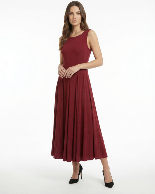 Minimalist Sleeveless Round Neck Cotton Blend Maxi Dress