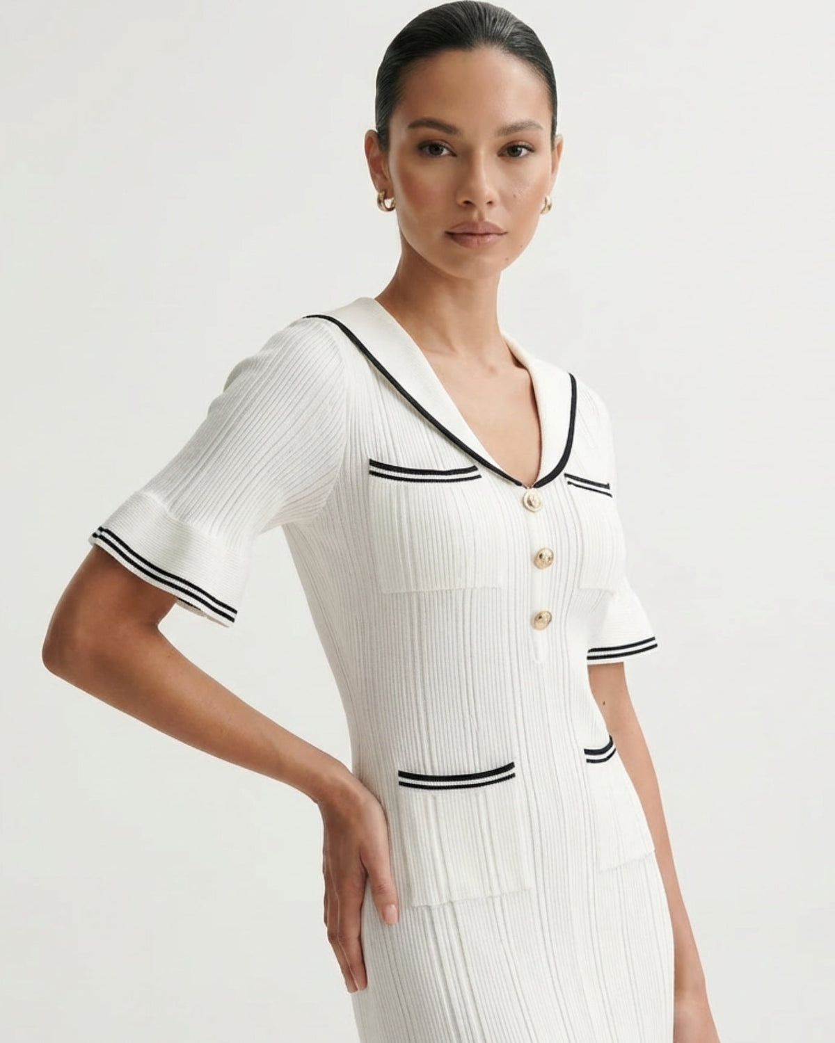Mile Viscose Blend Knit Dress with Statement Collar – view 9