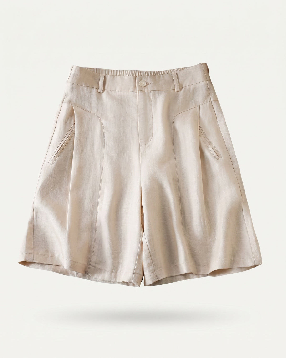 Milano Mid Rise Tailored Cotton and Linen Shorts