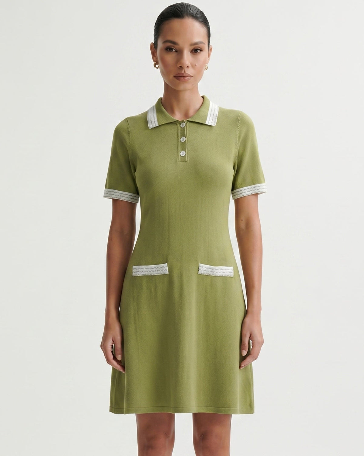Resort Soft Knitted Tailored Dress – Light Green – view 4