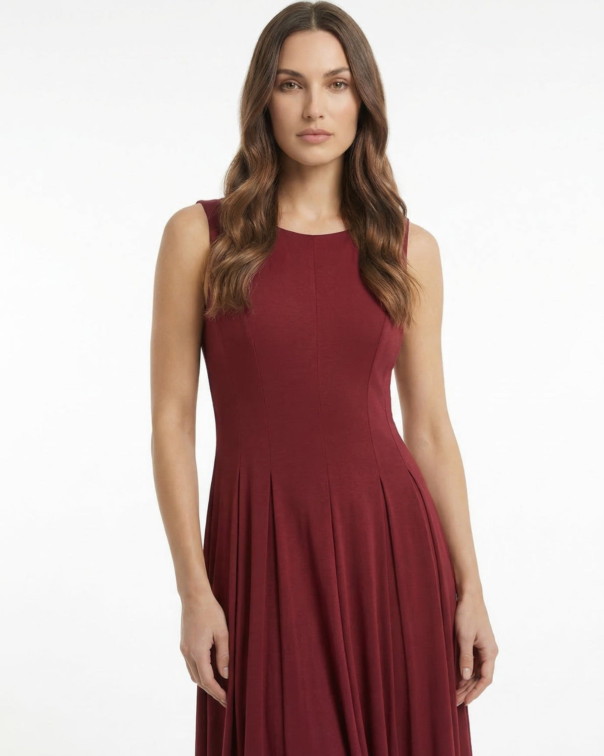 Minimalist Sleeveless Round Neck Cotton Blend Maxi Dress – view 4