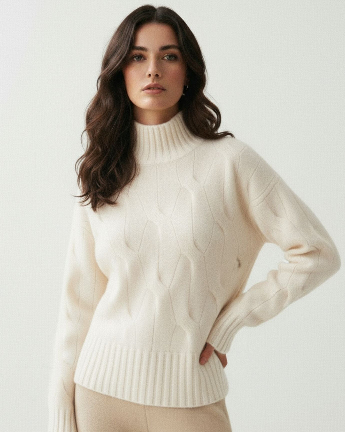 Trenz Braided Pattern 100% Cashmere Knit Jumper