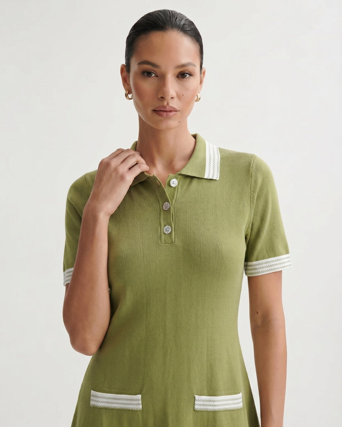 Resort Soft Knitted Tailored Dress – Light Green