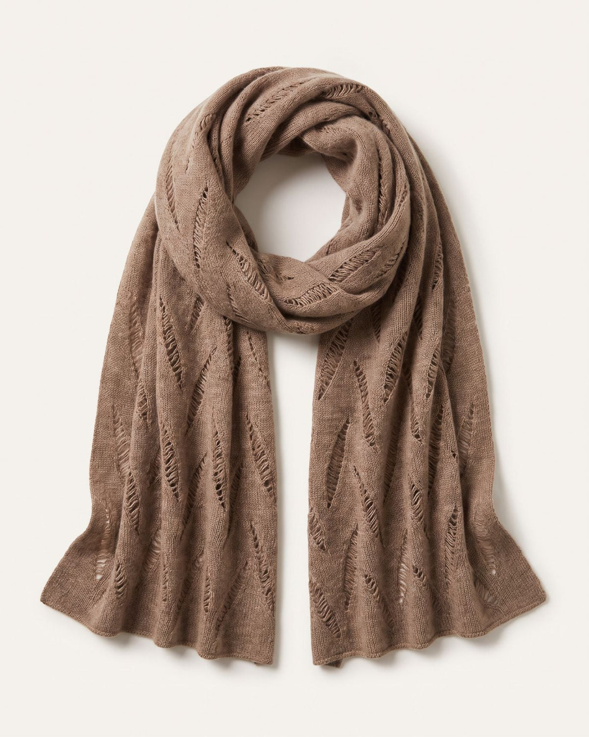 Michi 100% Cashmere Scarf with Nature-Inspired Leaf Design – view 4