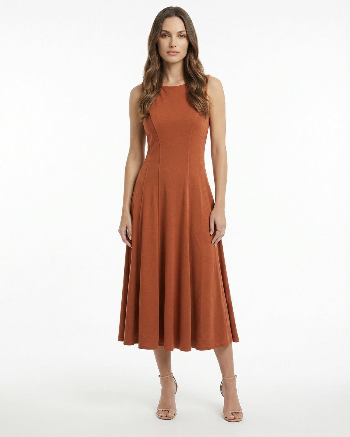 Minimalist Sleeveless Round Neck Cotton Blend Maxi Dress – view 5