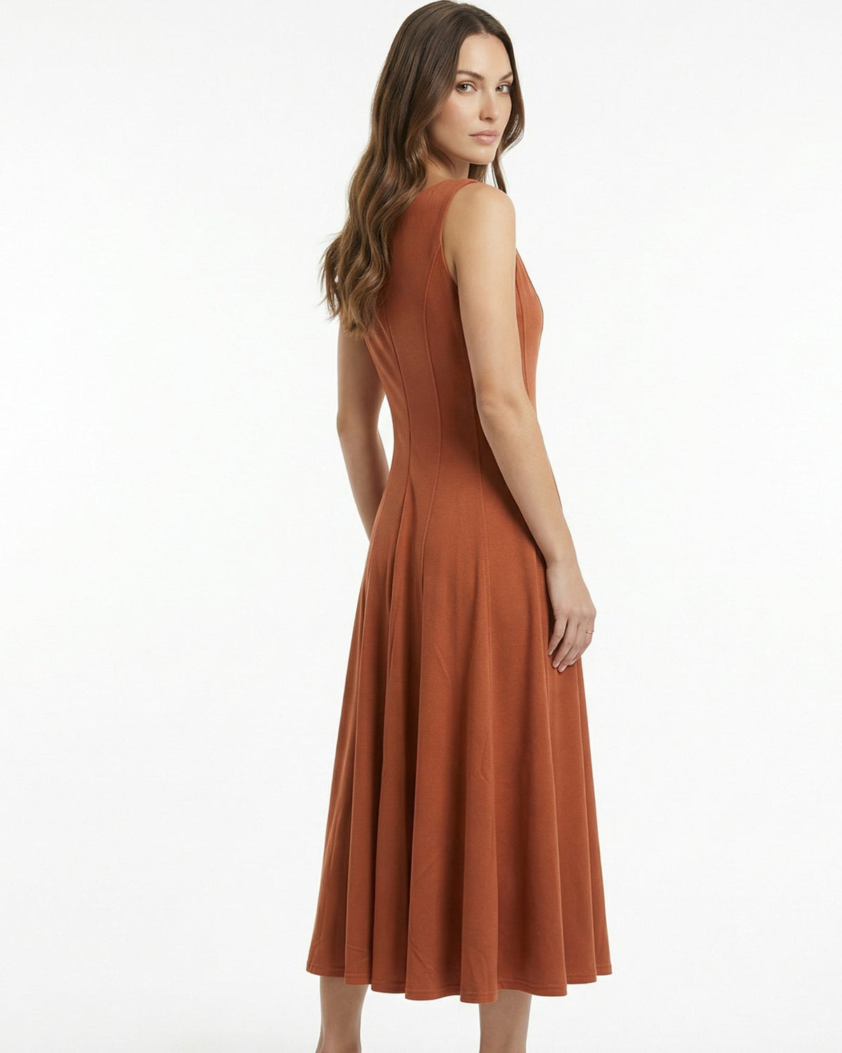 Minimalist Sleeveless Round Neck Cotton Blend Maxi Dress