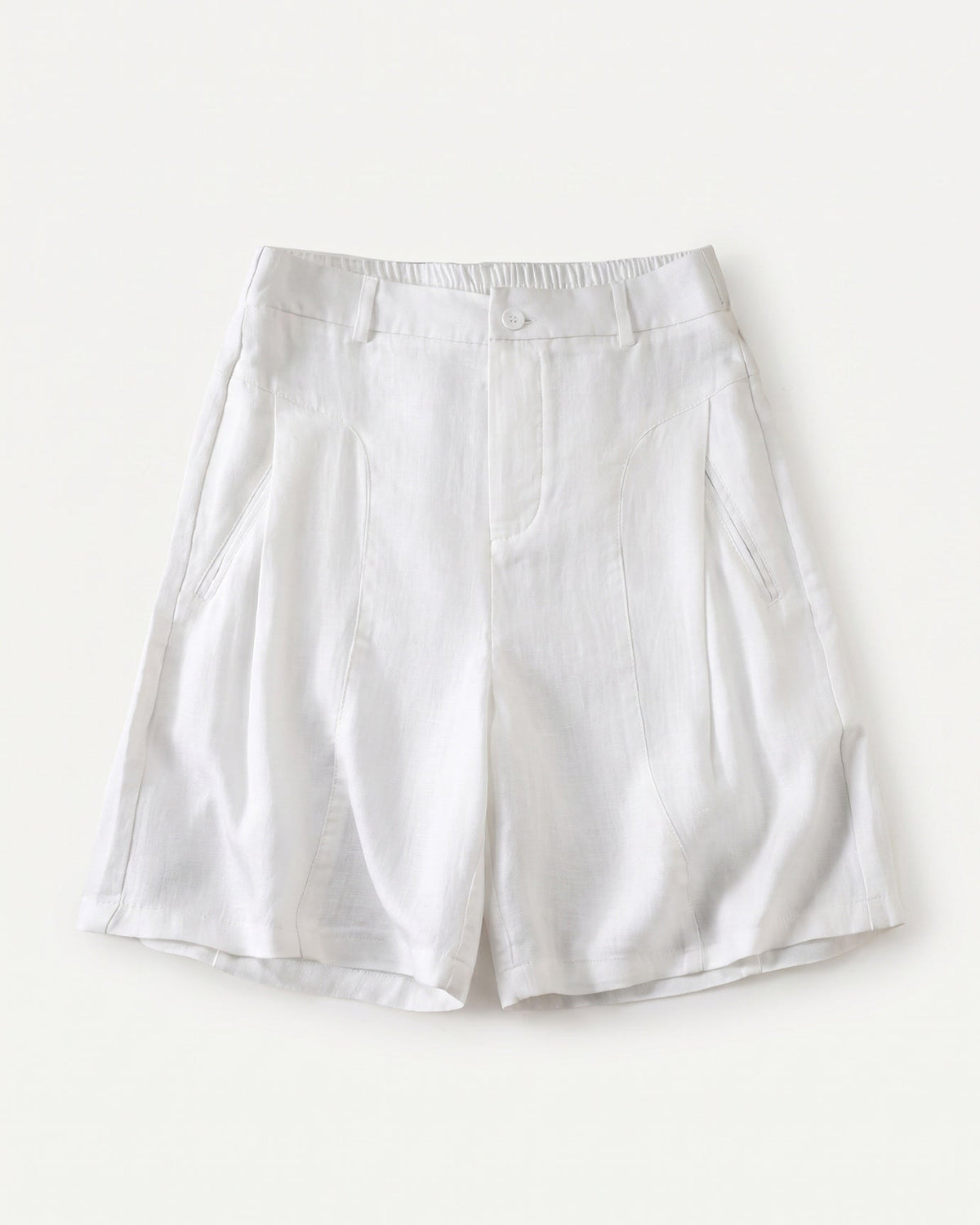 Milano Mid Rise Tailored Cotton and Linen Shorts