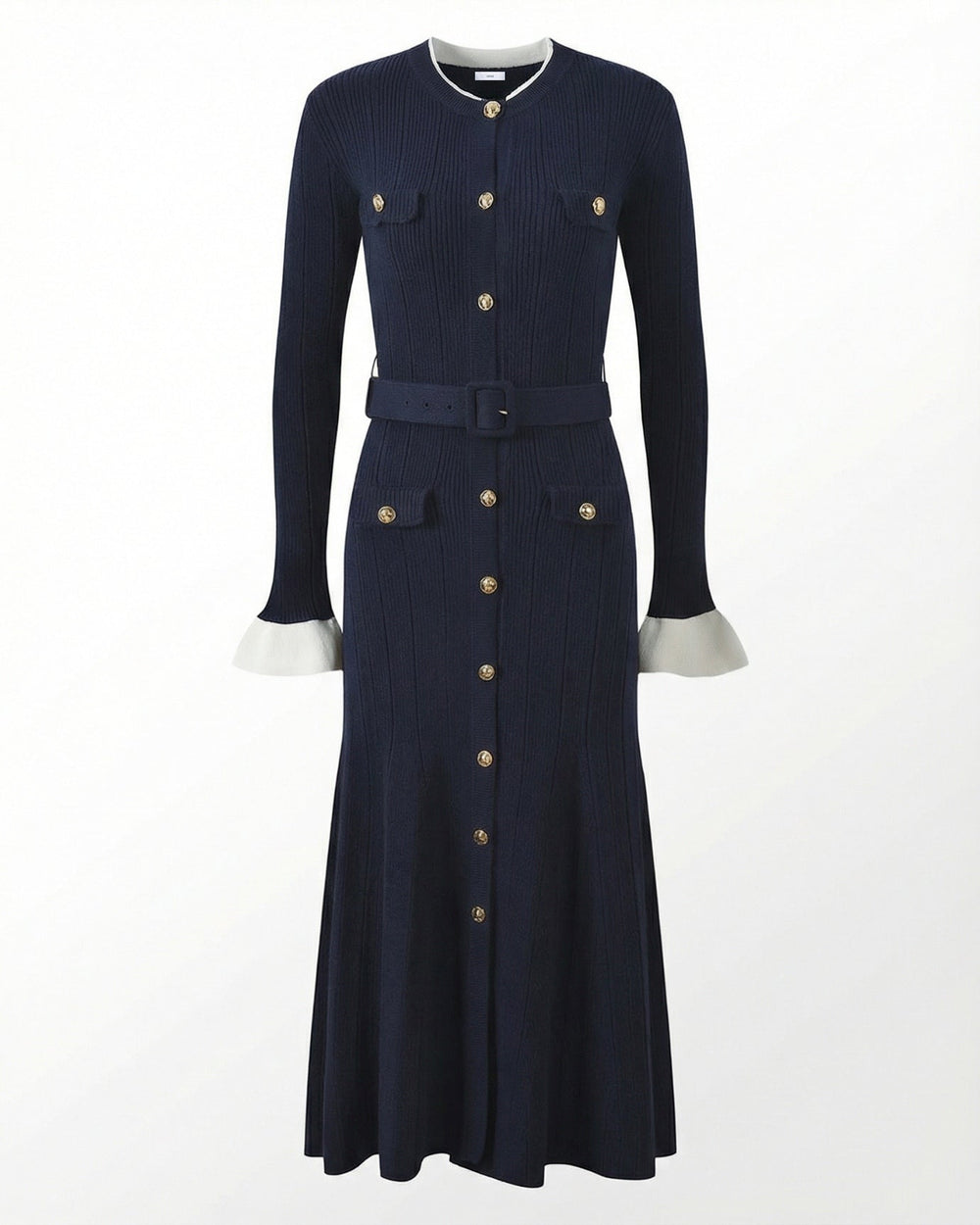 Long Sleeve Belted Midi Dress