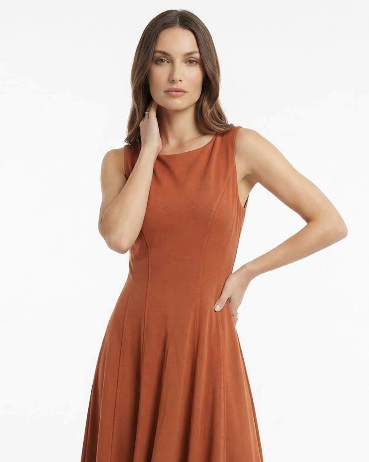 Minimalist Sleeveless Round Neck Cotton Blend Maxi Dress – view 7