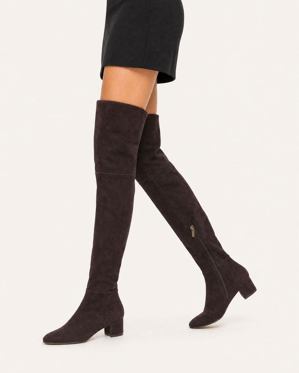 Round Toe 4cm Low Heel Over-the-Knee Suede Boots – view 16