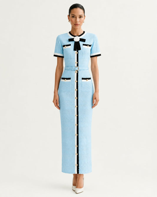 Diva Slim Fit Floral Knit Crew Neck Mini Dress – view 2