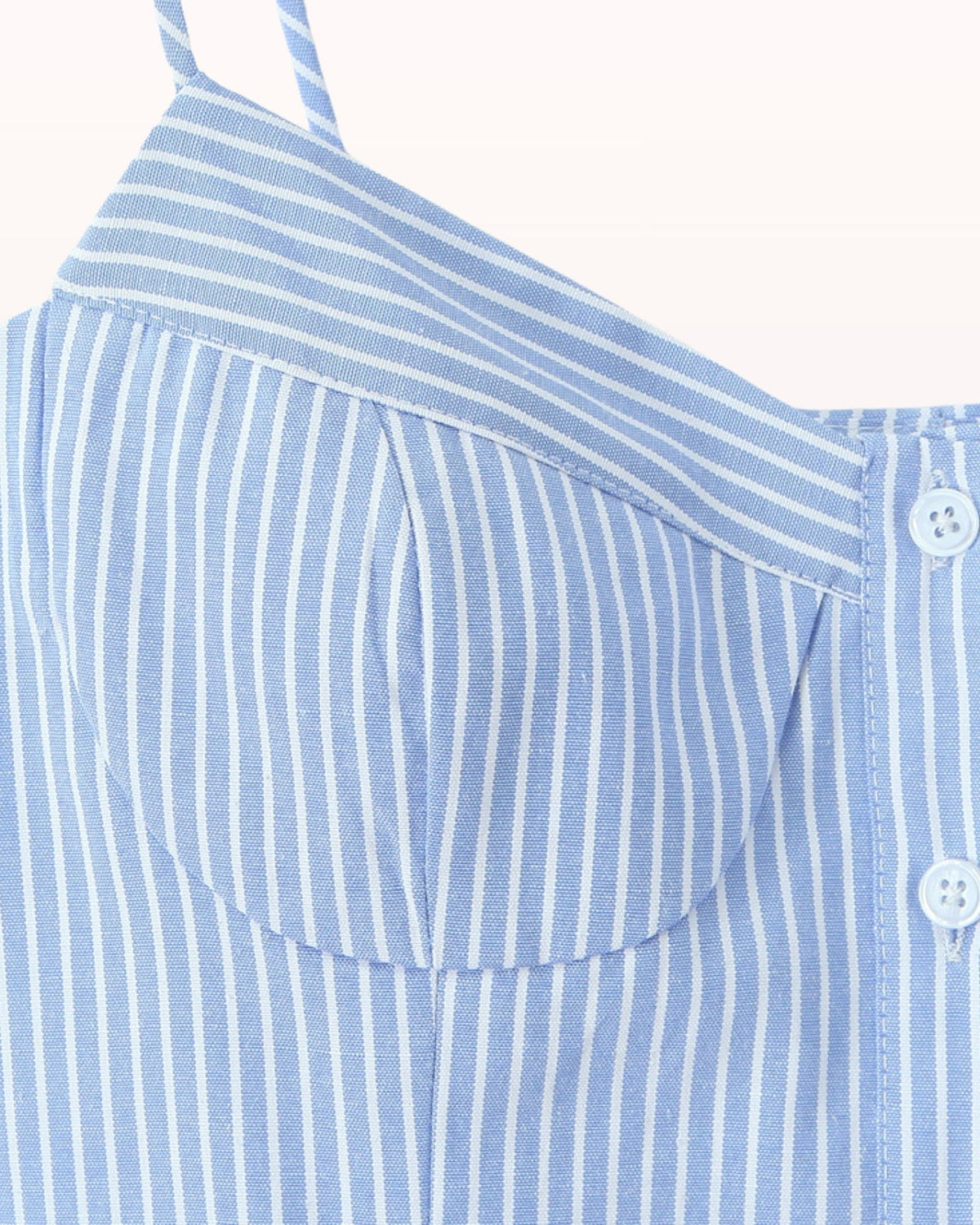 French-Inspired Striped Tailored Top in Cotton Blend – Blue