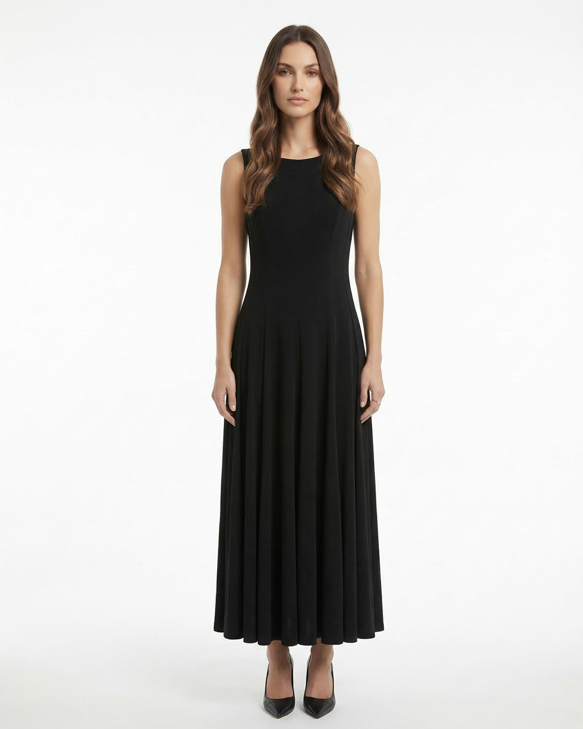 Minimalist Sleeveless Round Neck Cotton Blend Maxi Dress