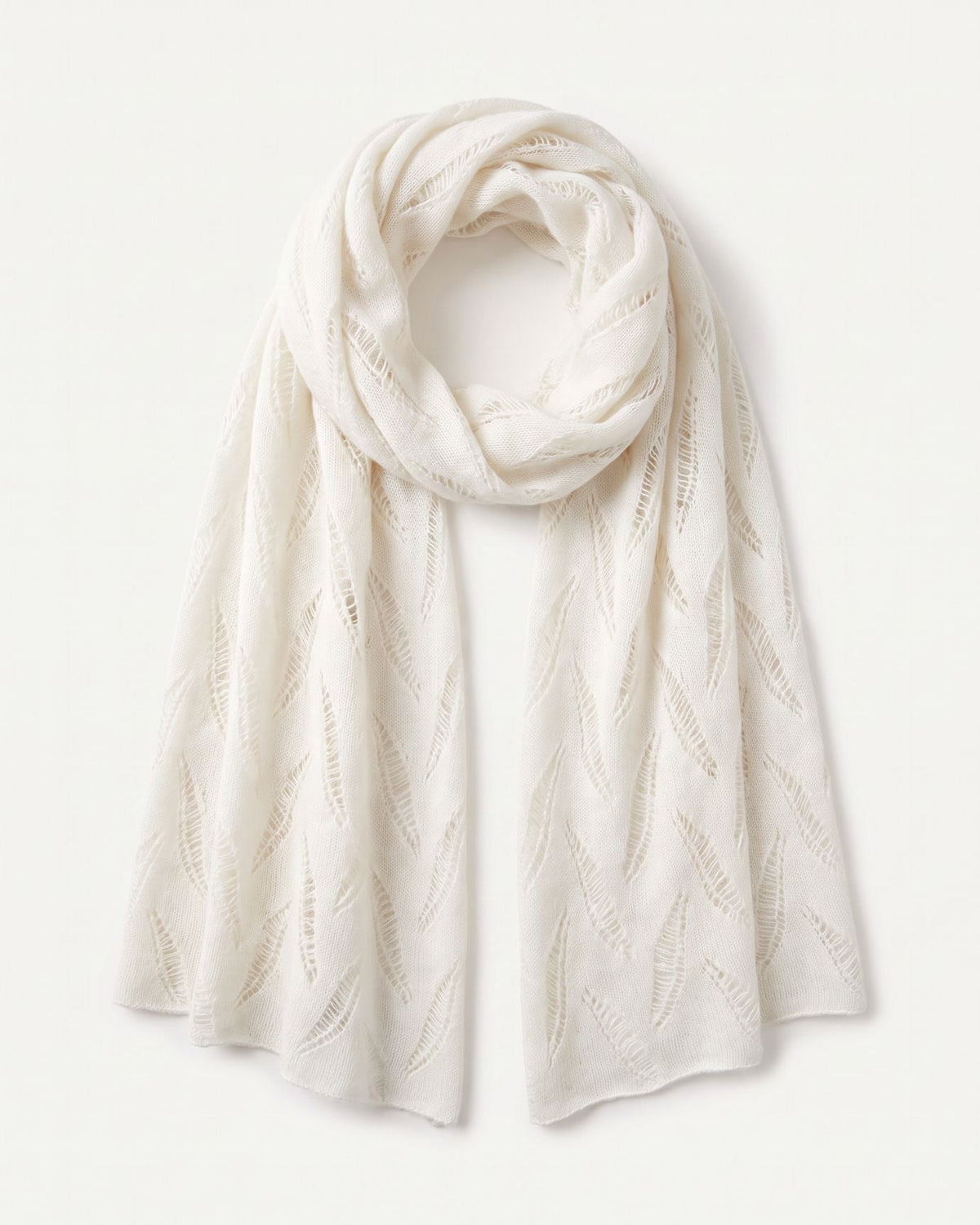 Michi 100% Cashmere Scarf with Nature-Inspired Leaf Design – view 10