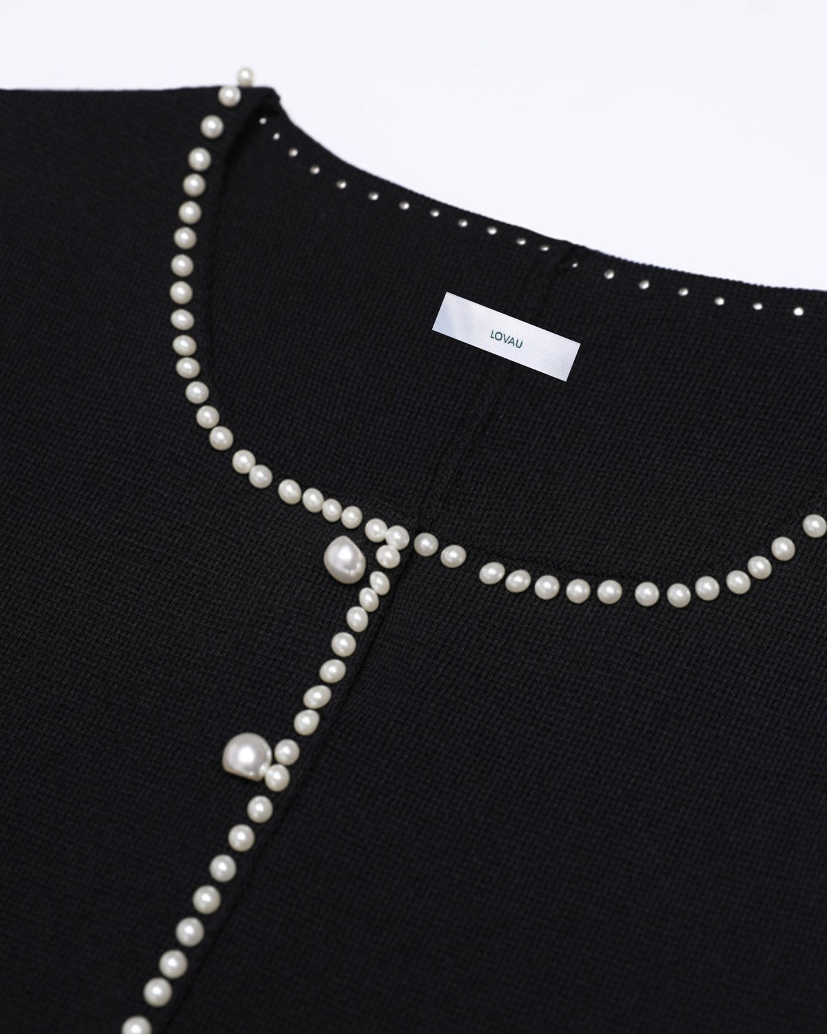 Lina Pearl Stud Knit Cardigan and Dress Two-Piece Set – Black – view 8
