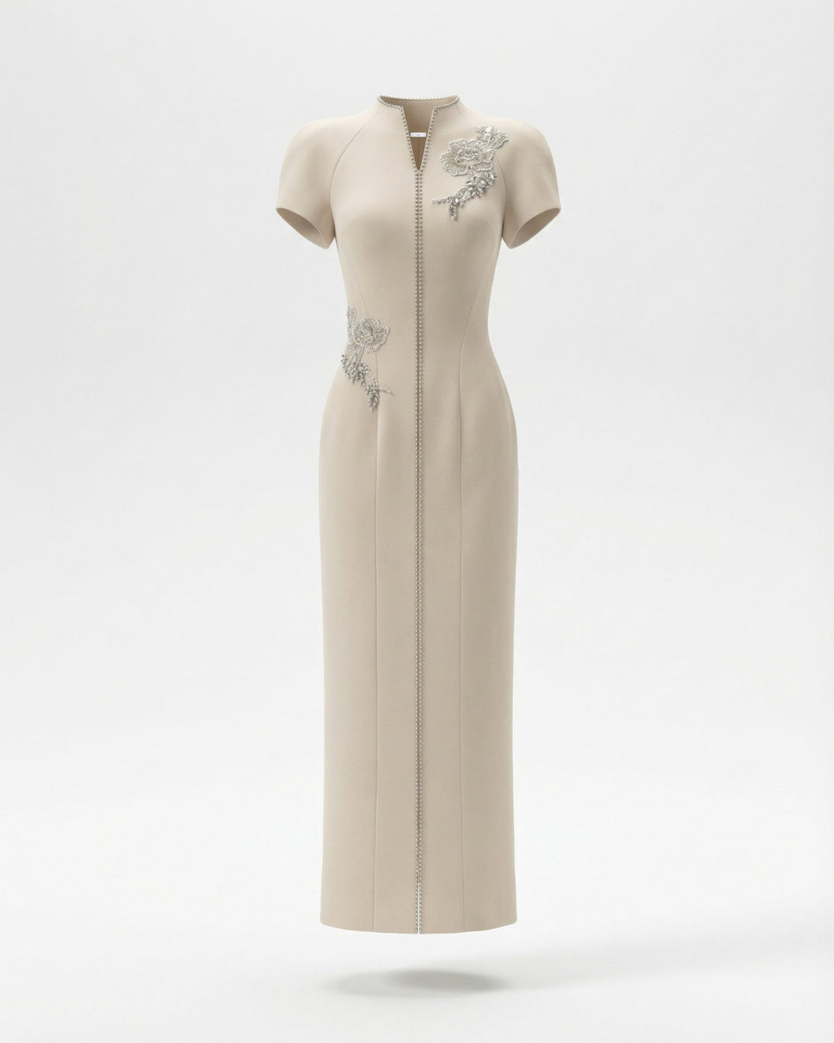Cindie Handcrafted Beaded Floral Dress – Apricot