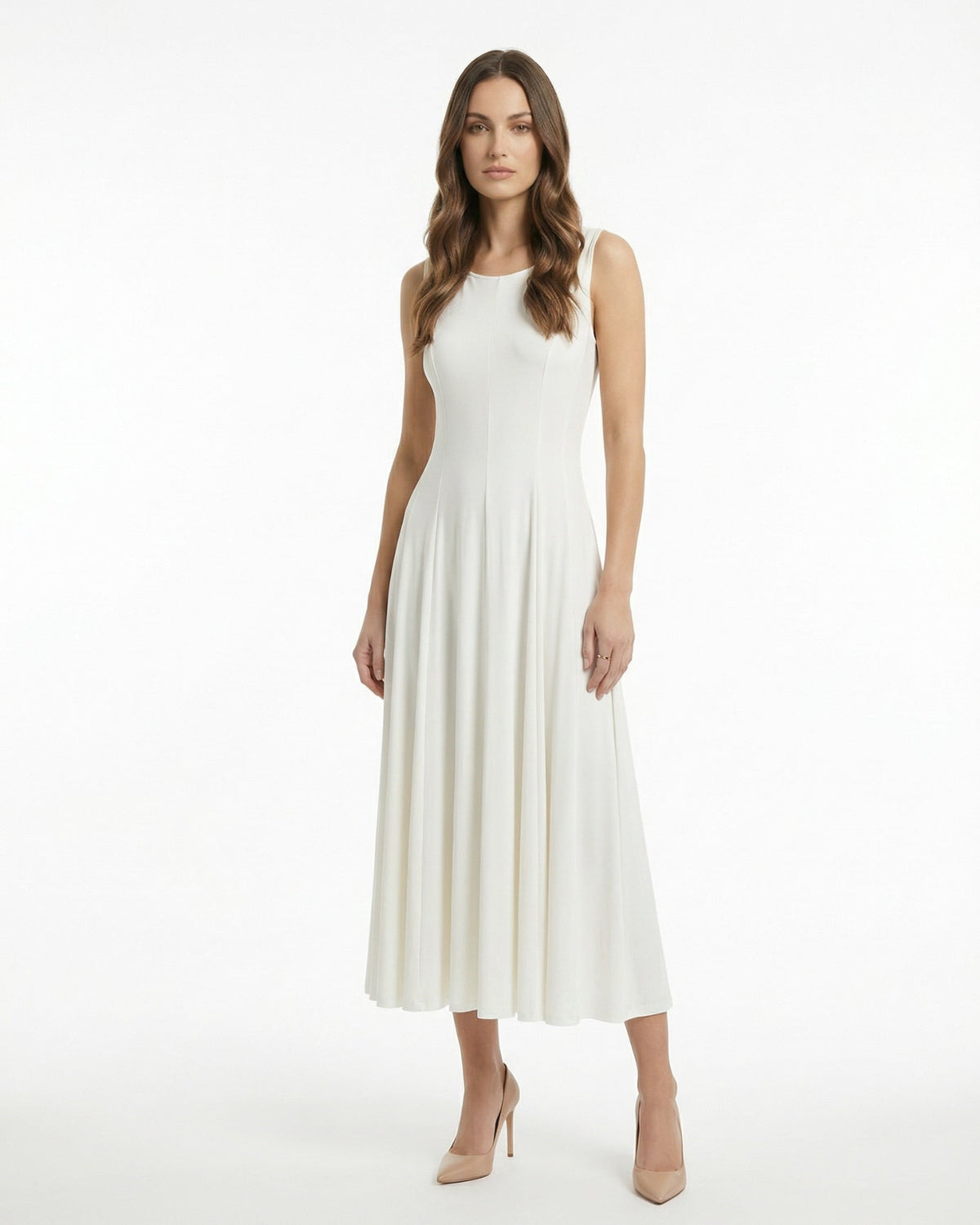 Minimalist Sleeveless Round Neck Cotton Blend Maxi Dress