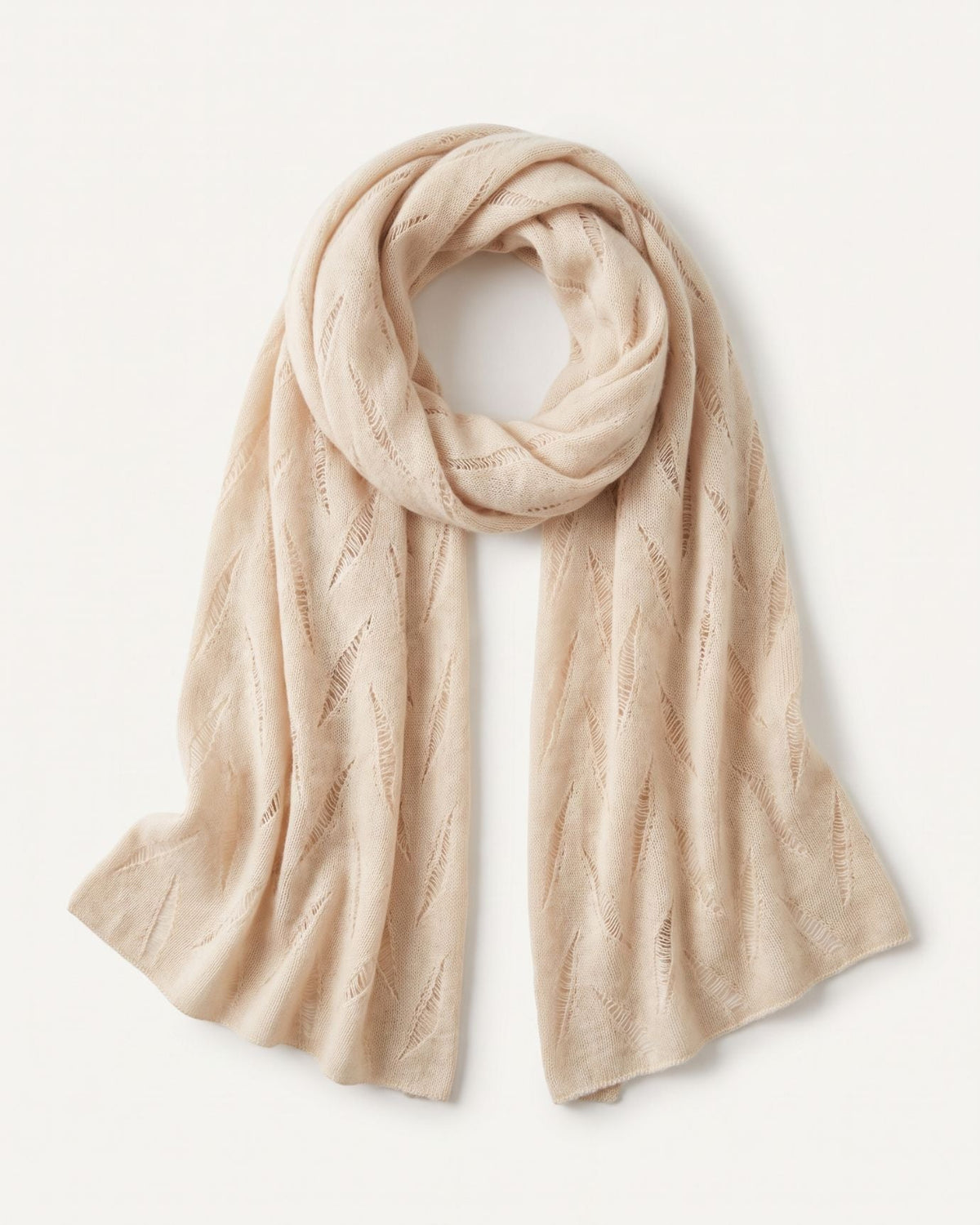 Michi 100% Cashmere Scarf with Nature-Inspired Leaf Design – view 13