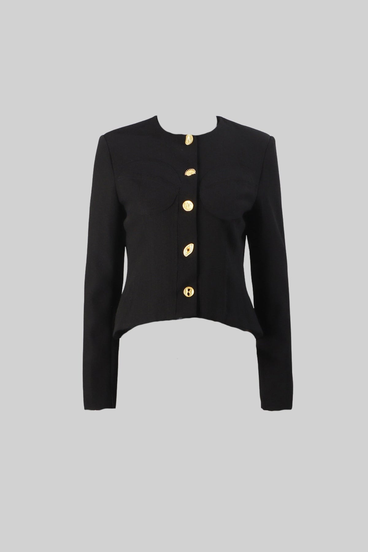 Structured Jacket and Midi Skirt Co-ord Set with Gold Buttons – Black – view 17