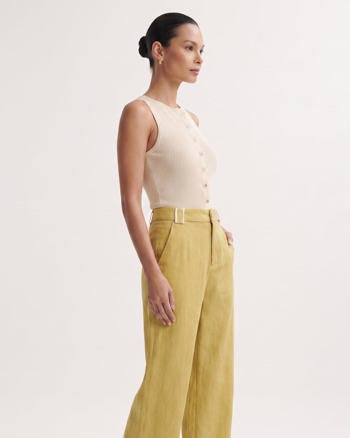 Olivia High Waisted Straight Leg Linen Blend Trousers – view 7