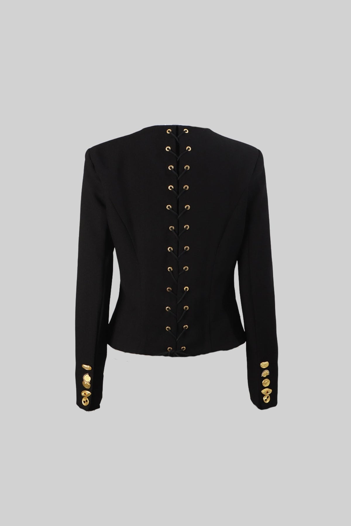 Structured Jacket and Midi Skirt Co-ord Set with Gold Buttons – Black – view 18