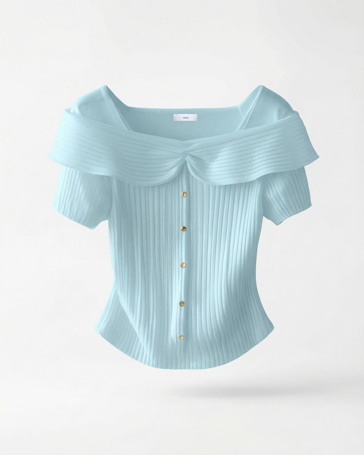 Frenchie Square Collar Short Sleeve Tailored Top
