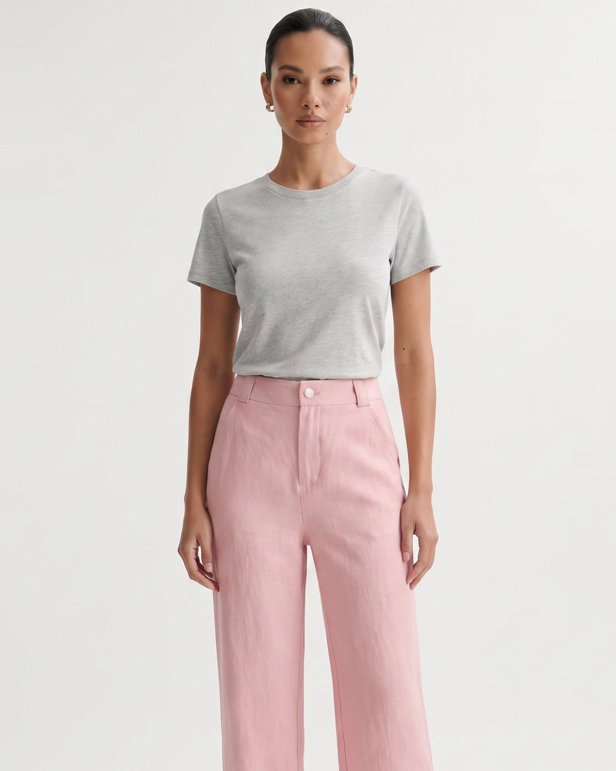 Olivia High Waisted Straight Leg Linen Blend Trousers – view 9