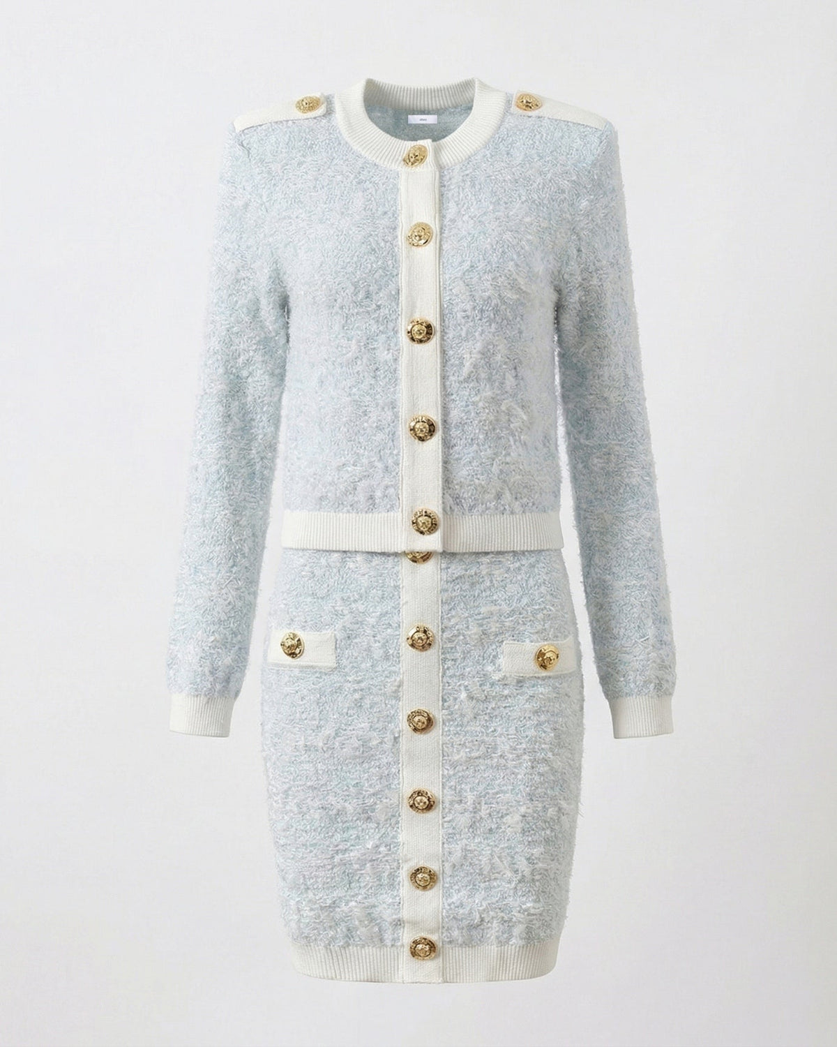 Mandelieur Colour Block Short Cardigan Jacket and Pencil Skirt Set