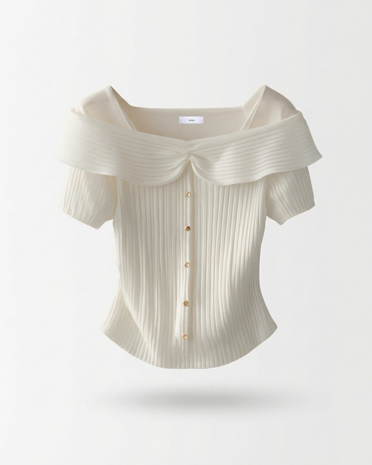 Frenchie Square Collar Short Sleeve Tailored Top