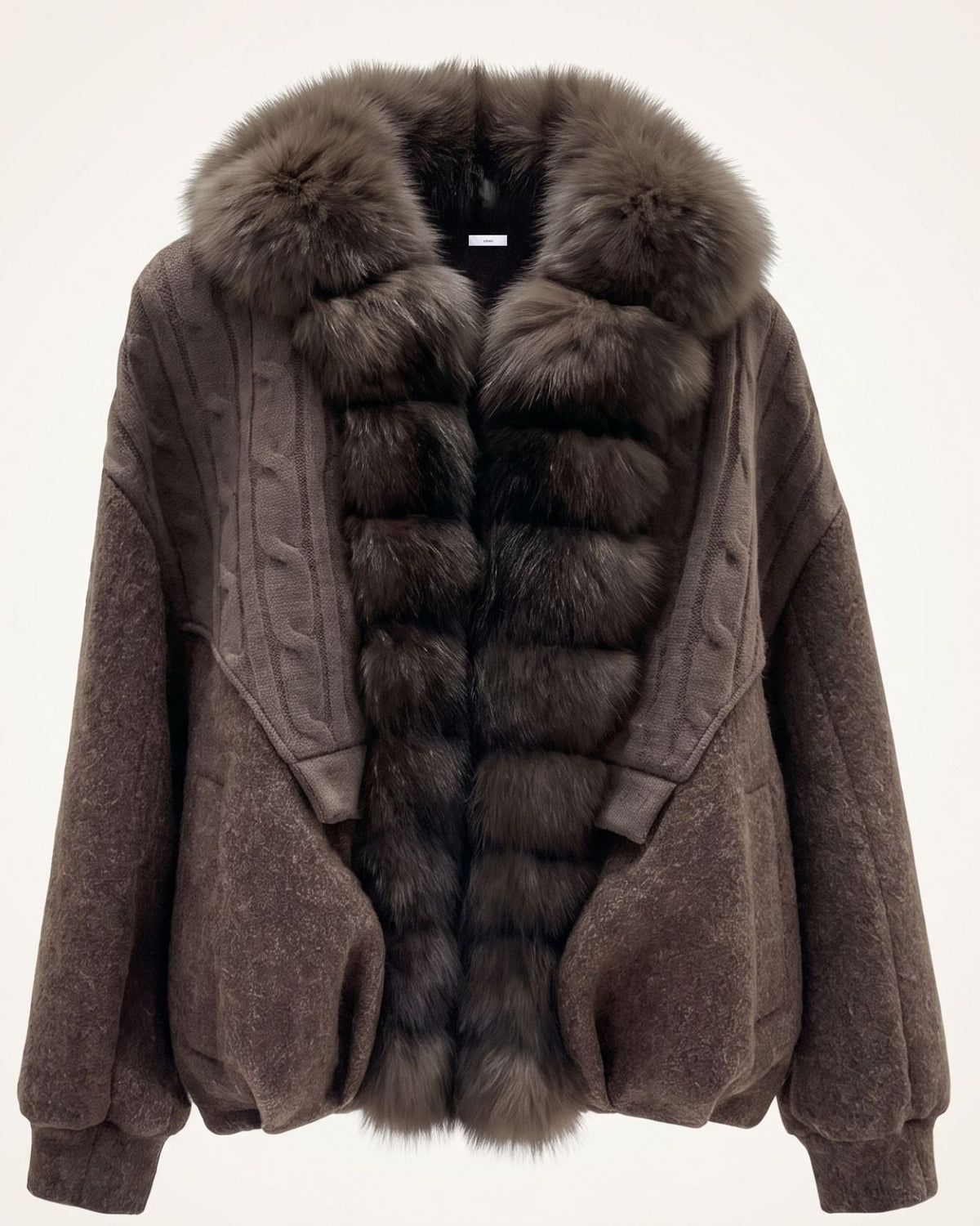 Knitted Wool Down Jacket – Coffee Brown – view 1