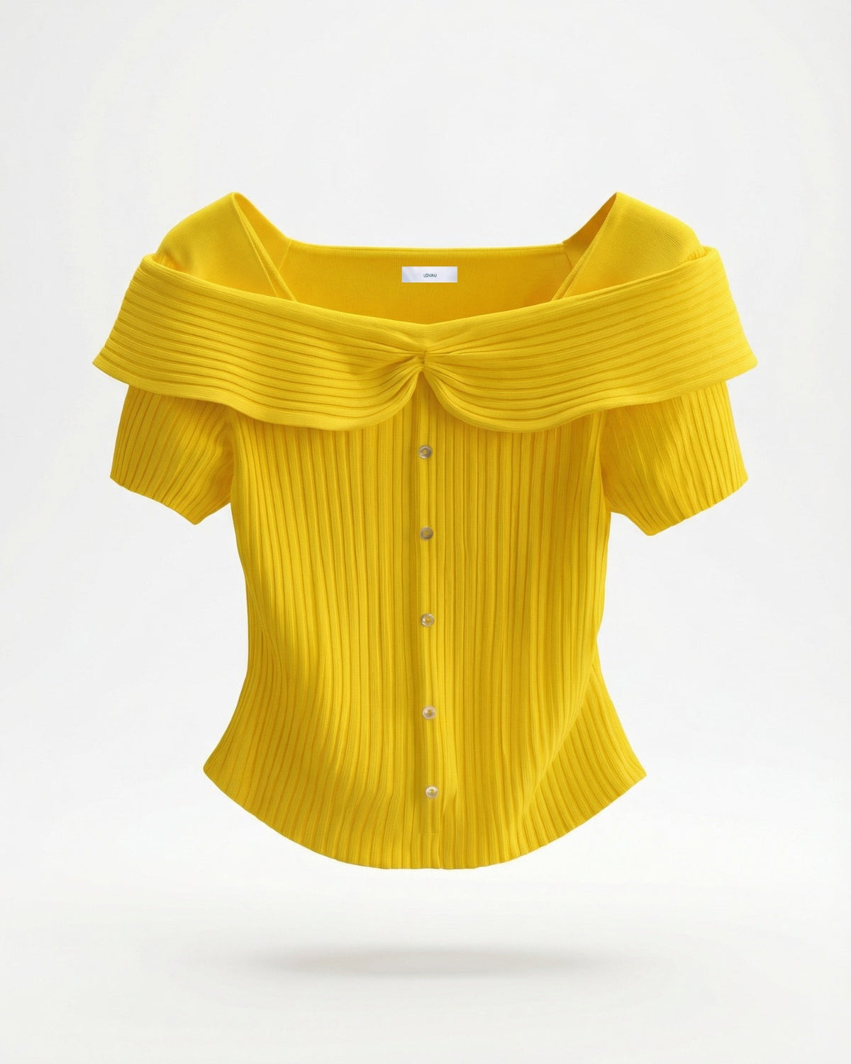 Frenchie Square Collar Short Sleeve Tailored Top