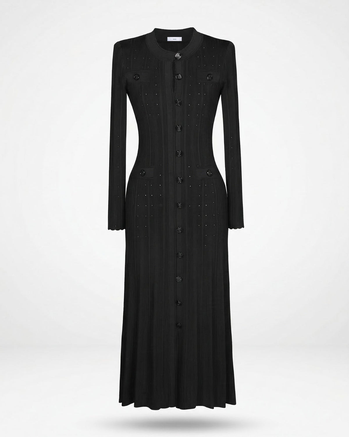 Kiara Long Textured Knit Wool Blend Dress with Relaxed Fit – view 7