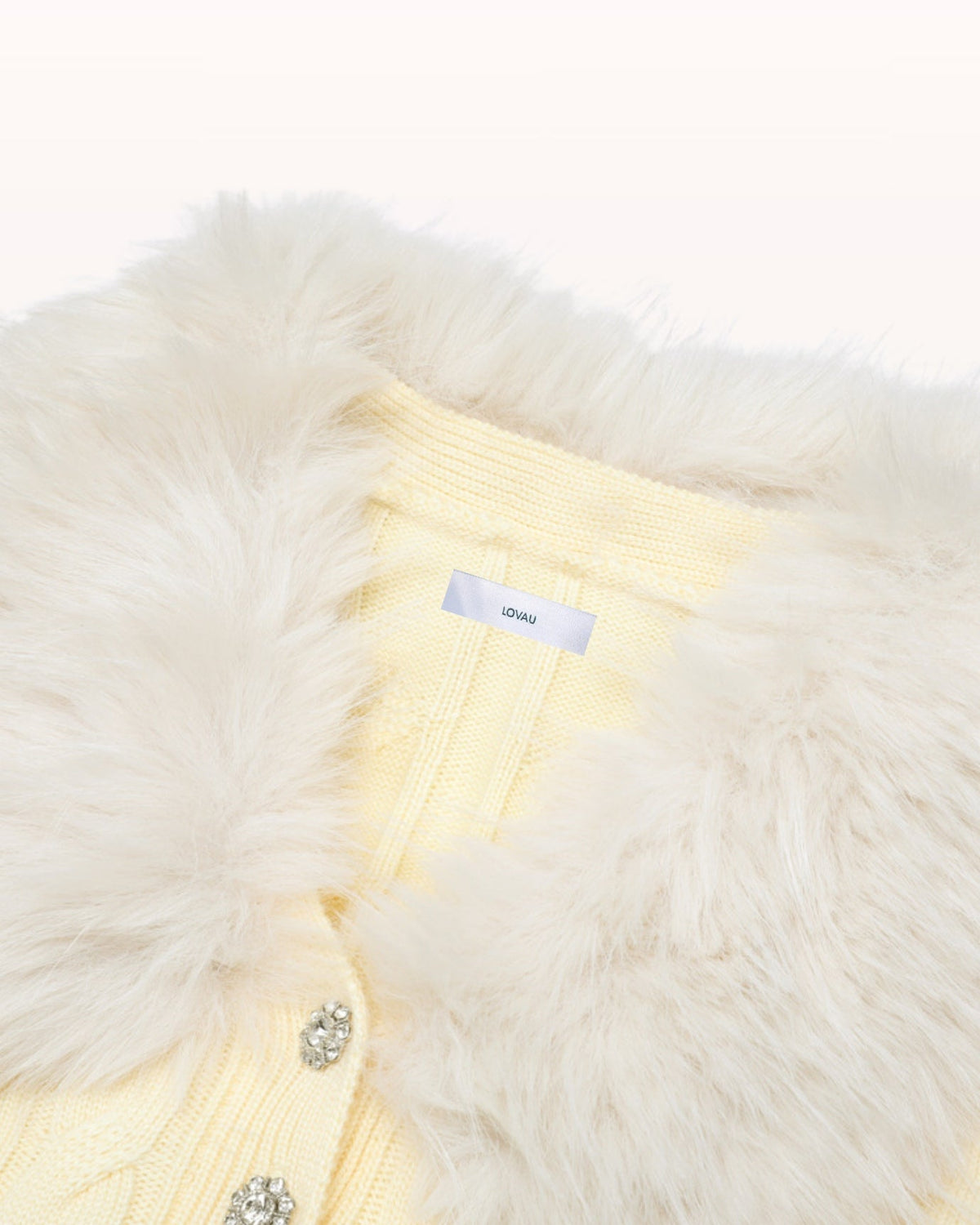 Lera Faux Fur Collar Knit Cardigan and Trousers Set