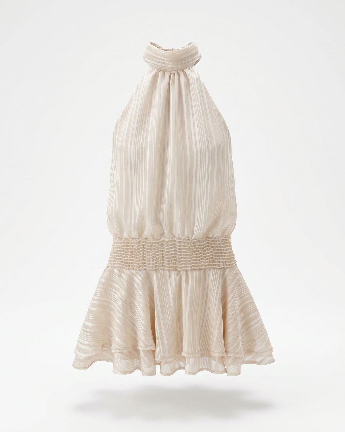 Lina Halter Neck Satin Dress with Relaxed Fluid Drape