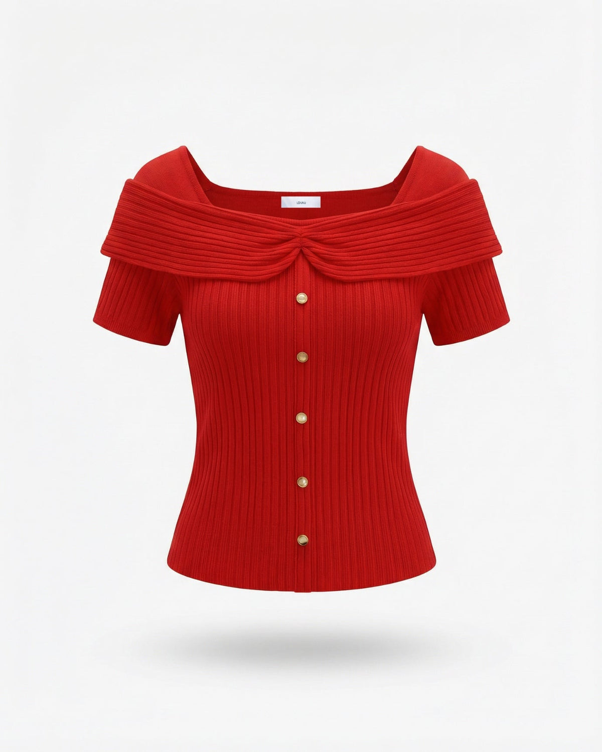 Frenchie Square Collar Short Sleeve Tailored Top