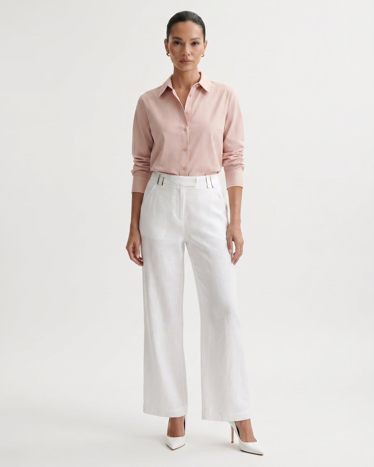Olivia High Waisted Straight Leg Linen Blend Trousers – view 15