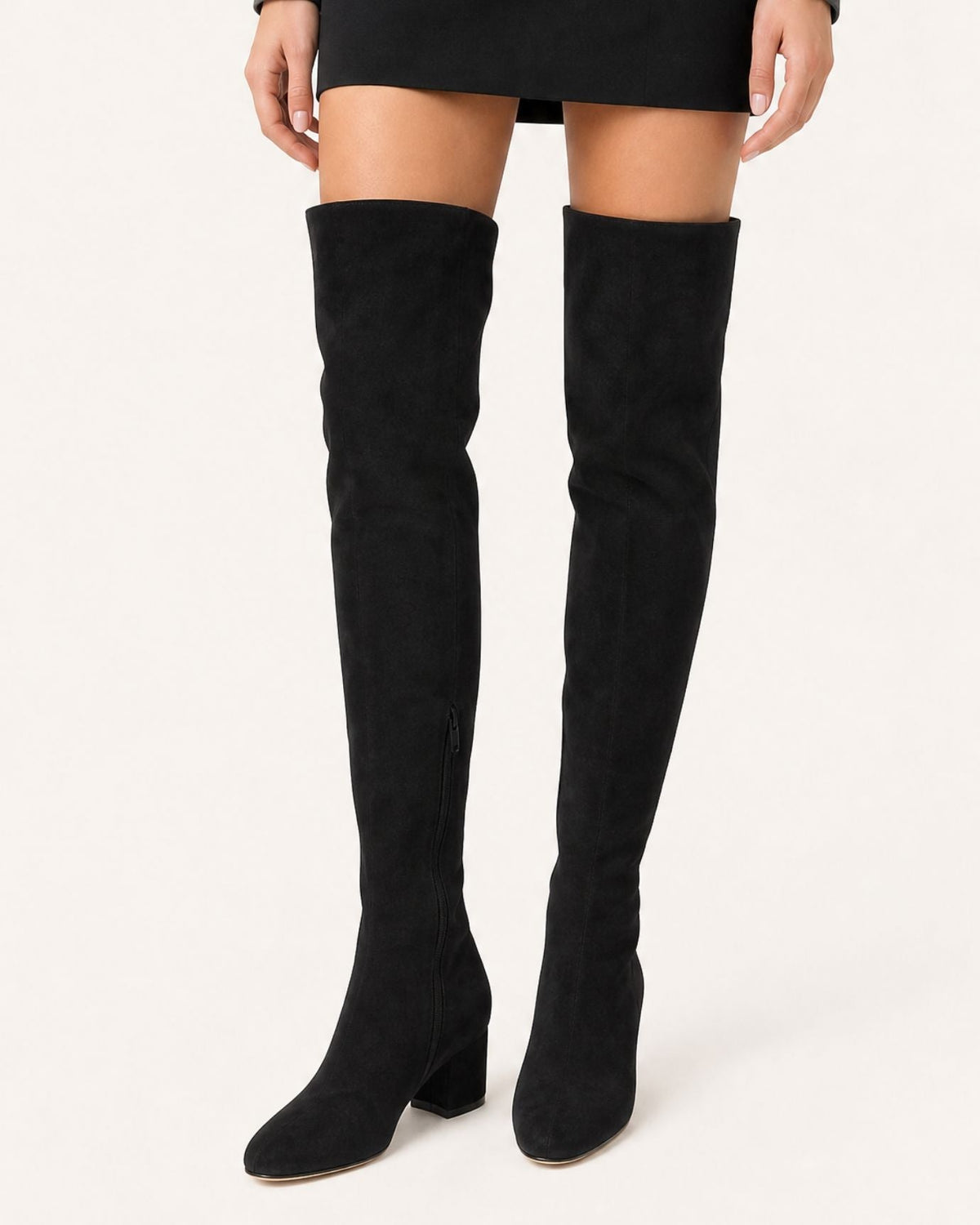 Round Toe 4cm Low Heel Over-the-Knee Suede Boots – view 22