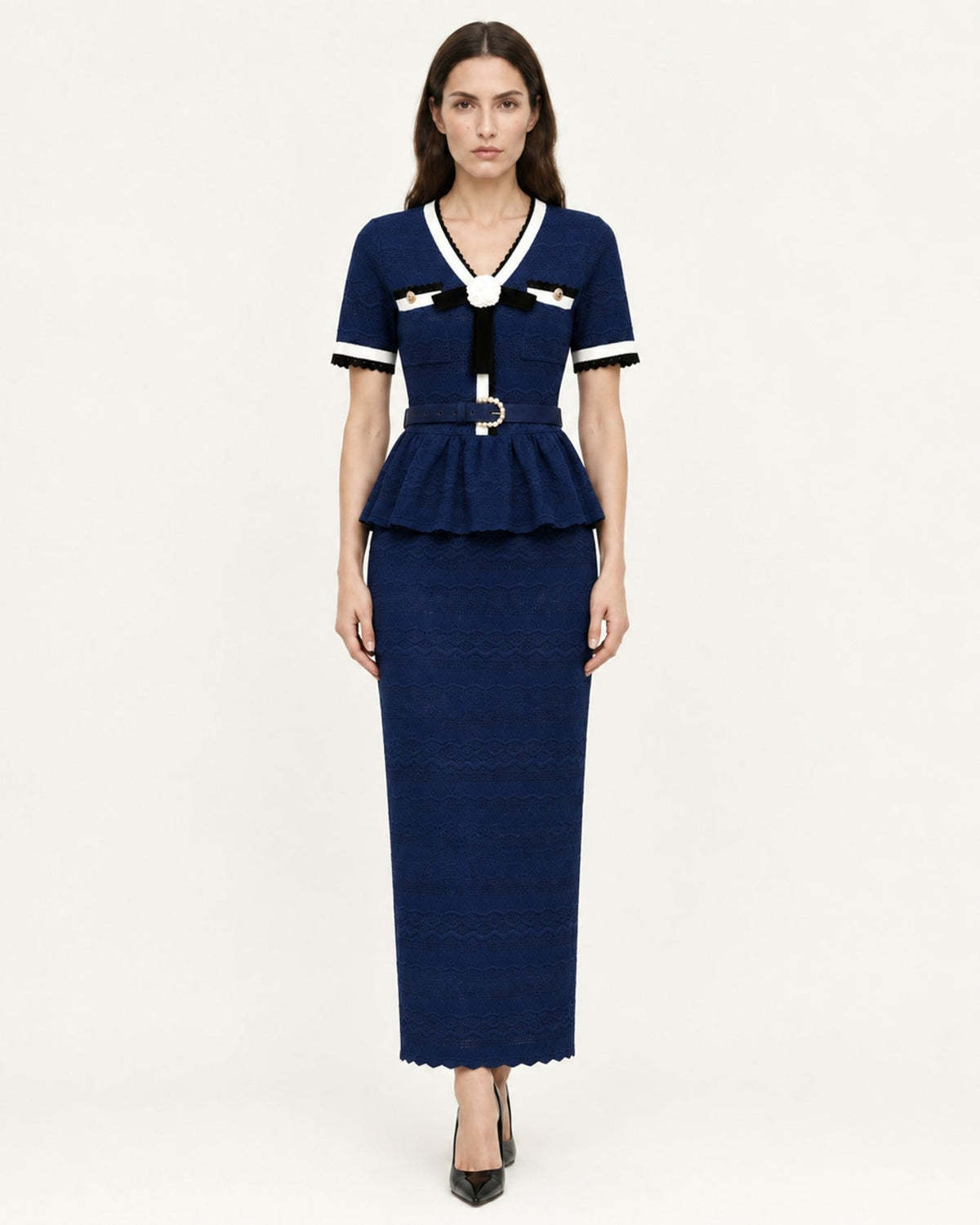 Diva Slim Fit Crew Neck Knit Top and Skirt Two-Piece Set – view 17