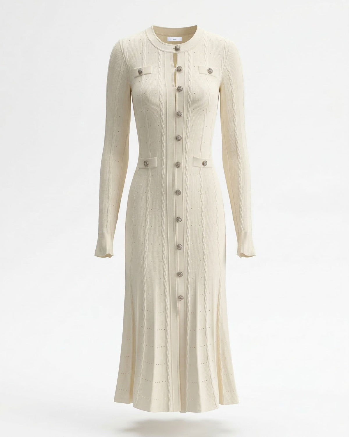 Kiara Long Textured Knit Wool Blend Dress with Relaxed Fit – view 11